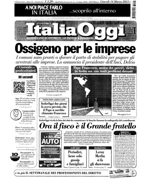 Italia oggi : quotidiano di economia finanza e politica